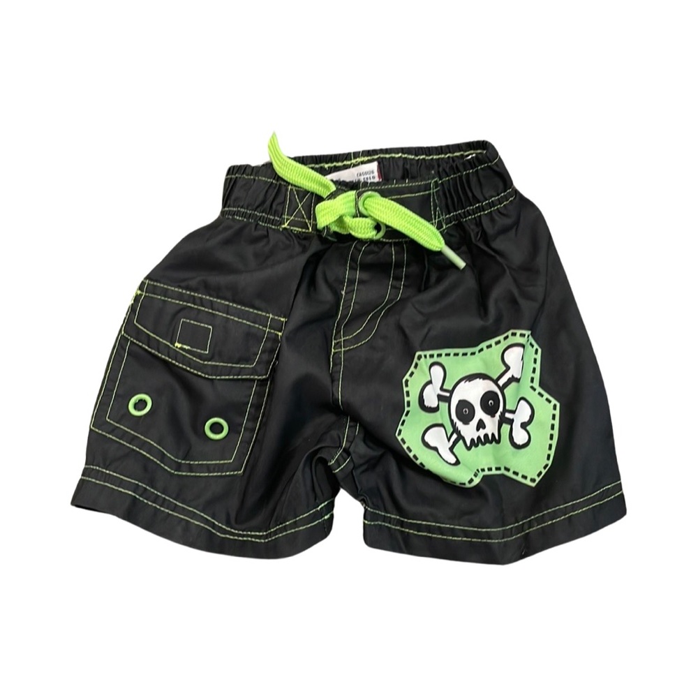 Mish Boys Baby Size 6M Black/Green Swim Trunk with Skull